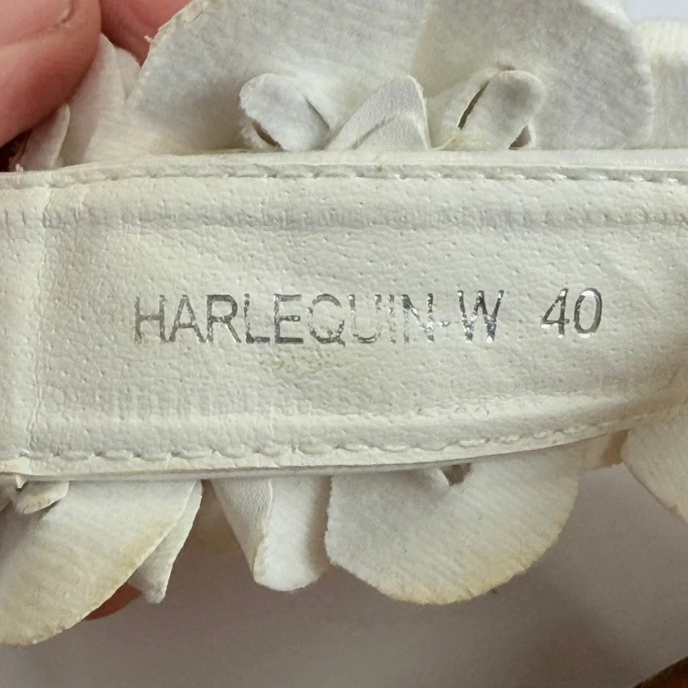 Patrizia Spring Step Harlequin Sandals Womens 40/9 White Floral Wedge Party Boho